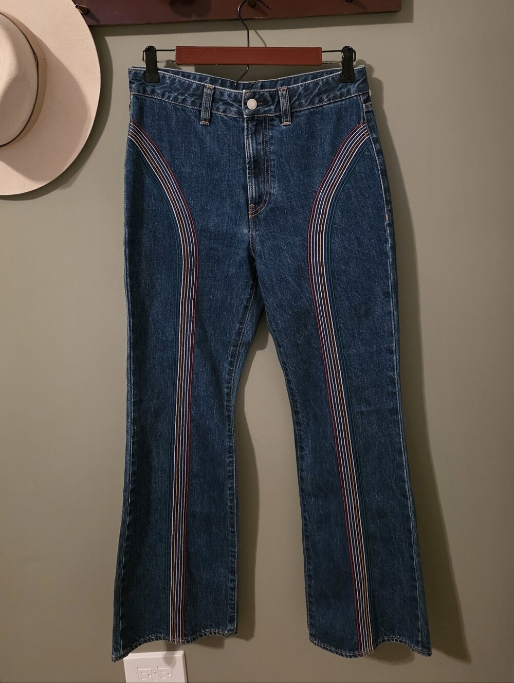 Simon Miller Striped Rainbow Blue Jeans Size 28 - Picture 4 of 15